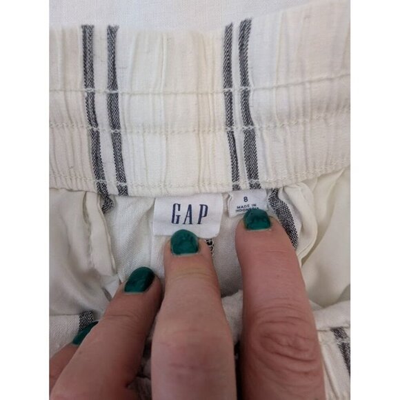 GAP off white black stripes linen and rayon ankle pants women's size 8 K3 - Picture 5 of 6